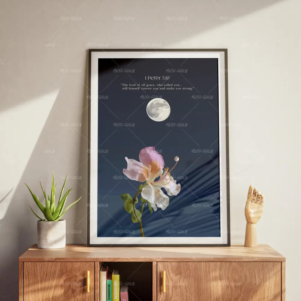 1 Peter 5:10- Bible verse wall art and Christian wall art by Faith Girlie featuring faith-inspired designs, uplifting Scripture, and modern Christian home decor. Perfect for Christian living room decor, bedroom decor, office decor, prayer room decor, and meaningful Christian gifts for women and families.-Faith Girlie
