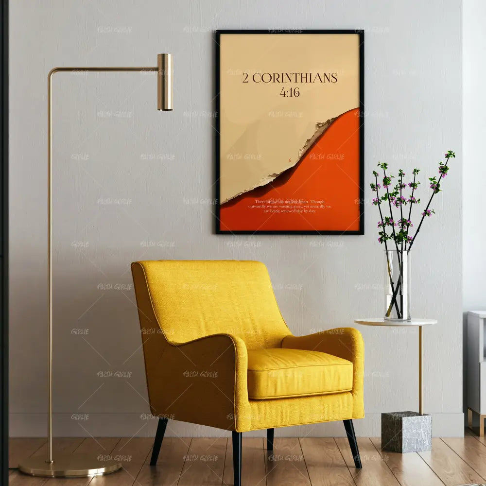 2 Corinthians 4:16- Bible verse wall art and Christian wall art by Faith Girlie featuring faith-inspired designs, uplifting Scripture, and modern Christian home decor. Perfect for Christian living room decor, bedroom decor, office decor, prayer room decor, and meaningful Christian gifts for women and families.-Faith Girlie