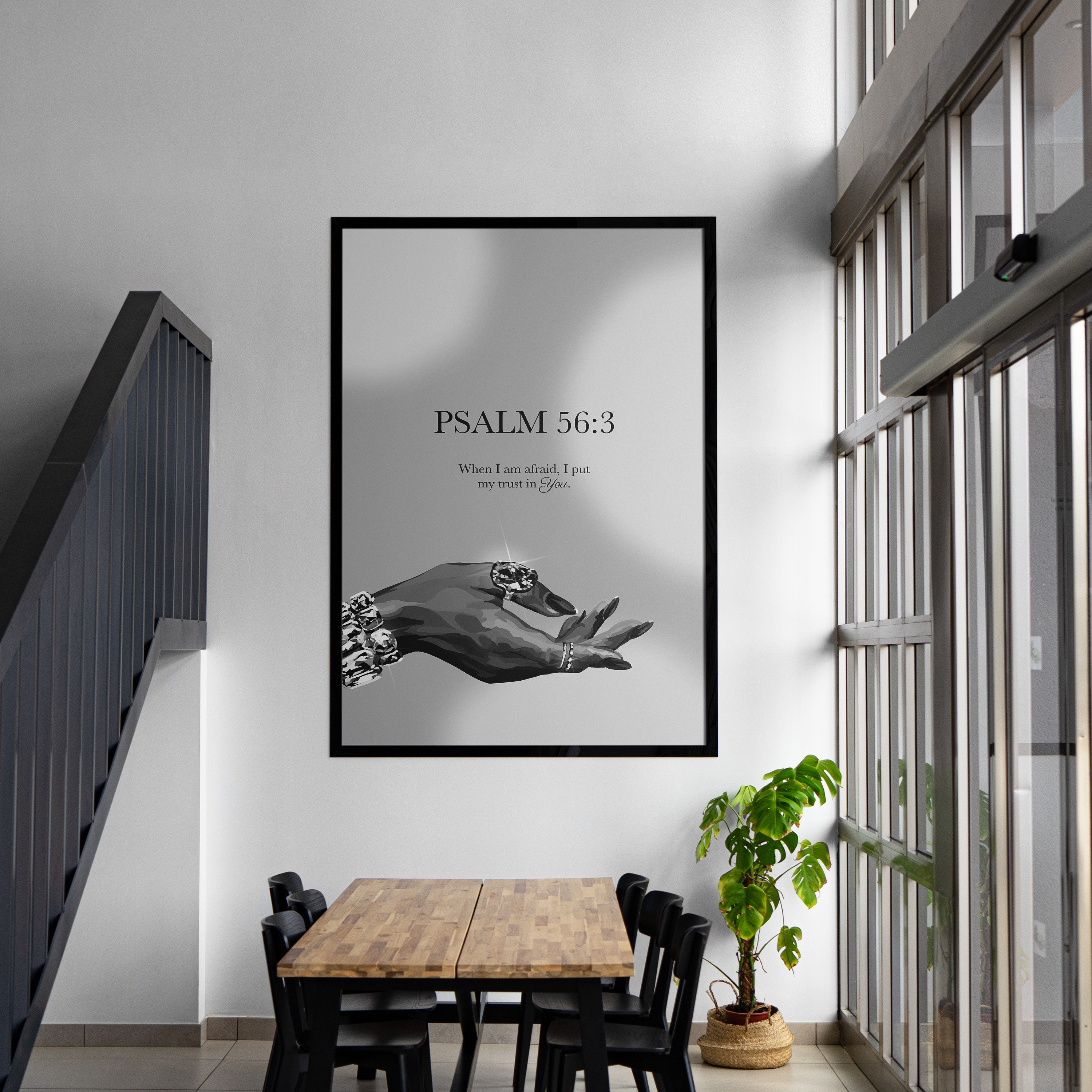 Psalm 56:3 B&W- Bible verse wall art and Christian wall art by Faith Girlie featuring faith-inspired designs, uplifting Scripture, and modern Christian home decor. Perfect for Christian living room decor, bedroom decor, office decor, prayer room decor, and meaningful Christian gifts for women and families.-Faith Girlie