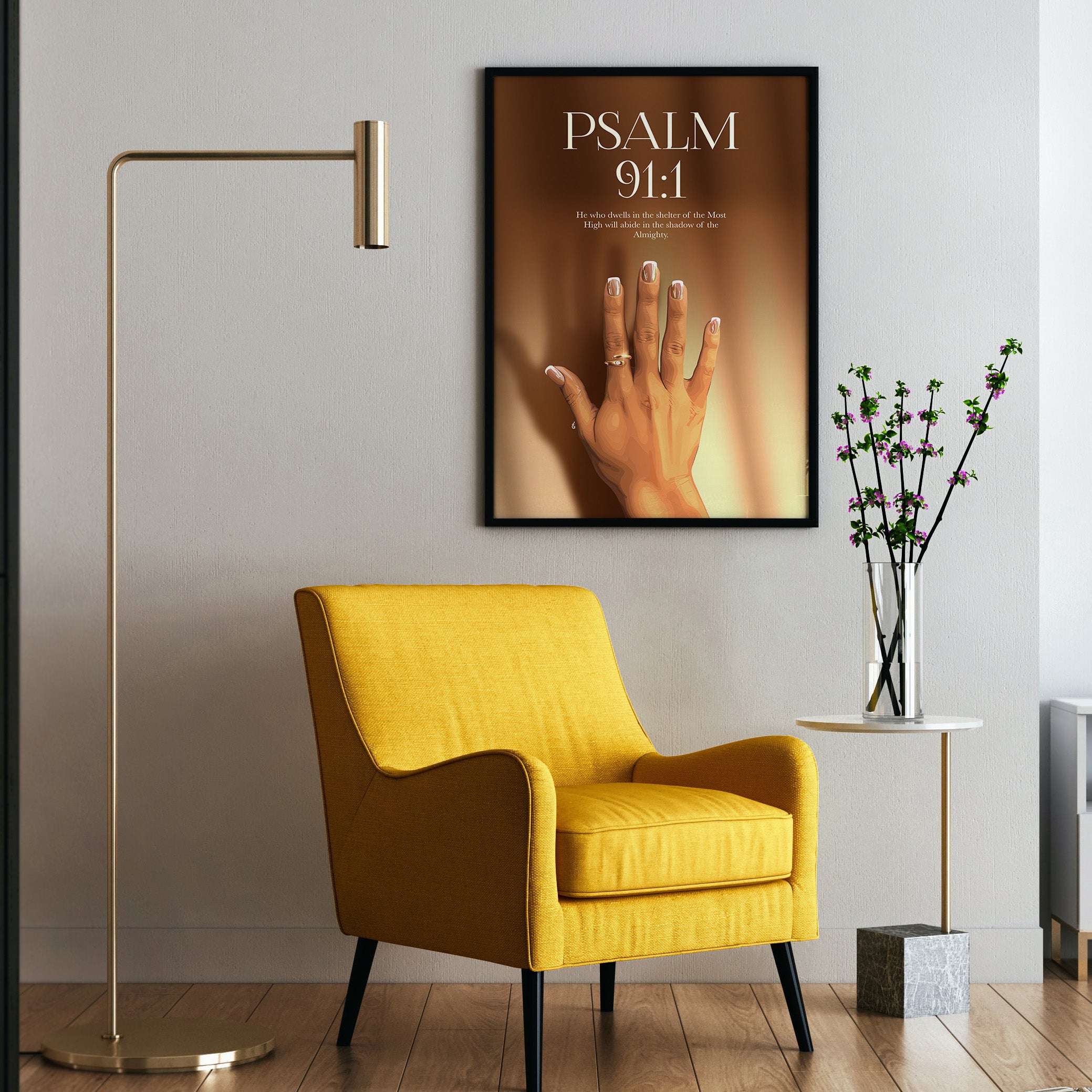 Hidden In Him - Psalm 91:1- Bible verse wall art and Christian wall art by Faith Girlie featuring faith-inspired designs, uplifting Scripture, and modern Christian home decor. Perfect for Christian living room decor, bedroom decor, office decor, prayer room decor, and meaningful Christian gifts for women and families.-Faith Girlie