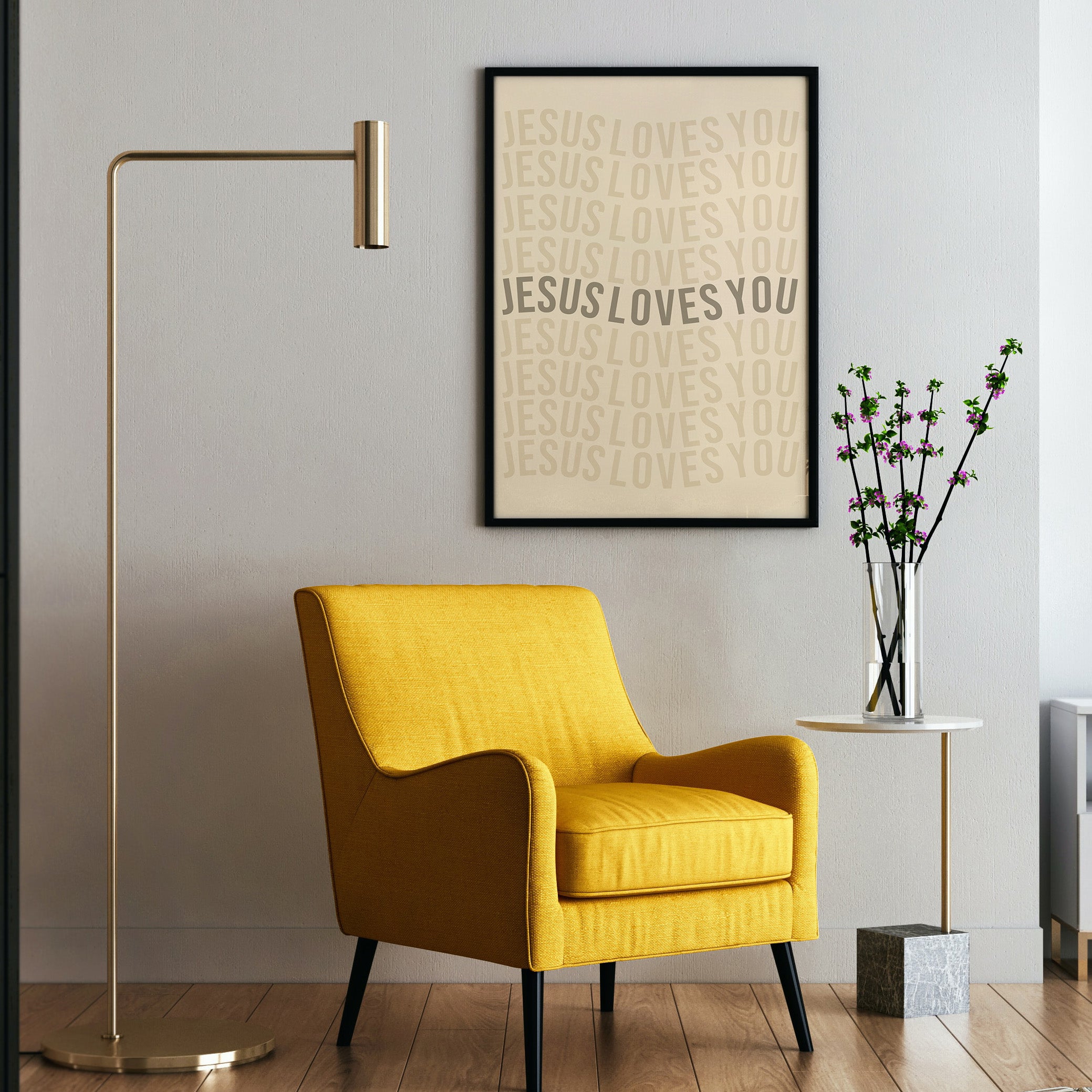 Jesus Loves You- Bible verse wall art and Christian wall art by Faith Girlie featuring faith-inspired designs, uplifting Scripture, and modern Christian home decor. Perfect for Christian living room decor, bedroom decor, office decor, prayer room decor, and meaningful Christian gifts for women and families.-Faith Girlie