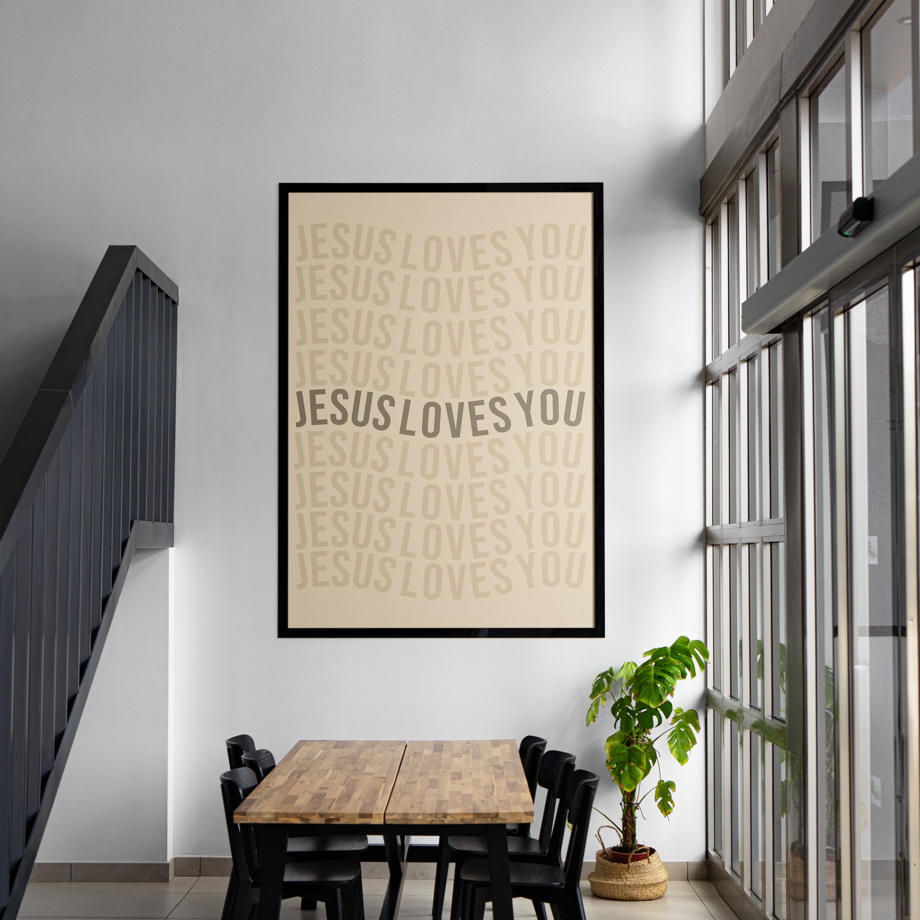 Jesus Loves You- Bible verse wall art and Christian wall art by Faith Girlie featuring faith-inspired designs, uplifting Scripture, and modern Christian home decor. Perfect for Christian living room decor, bedroom decor, office decor, prayer room decor, and meaningful Christian gifts for women and families.-Faith Girlie