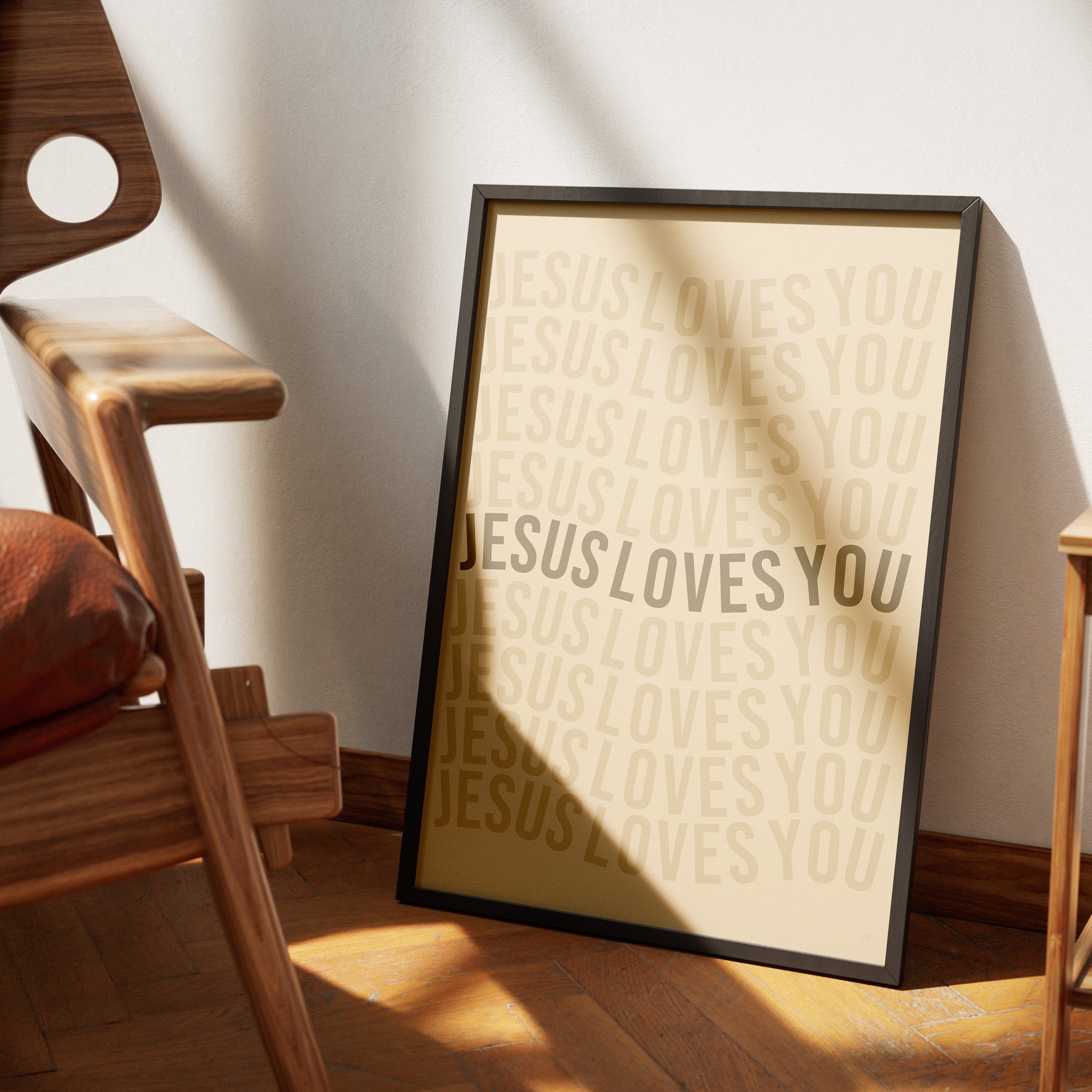 Jesus Loves You- Bible verse wall art and Christian wall art by Faith Girlie featuring faith-inspired designs, uplifting Scripture, and modern Christian home decor. Perfect for Christian living room decor, bedroom decor, office decor, prayer room decor, and meaningful Christian gifts for women and families.-Faith Girlie
