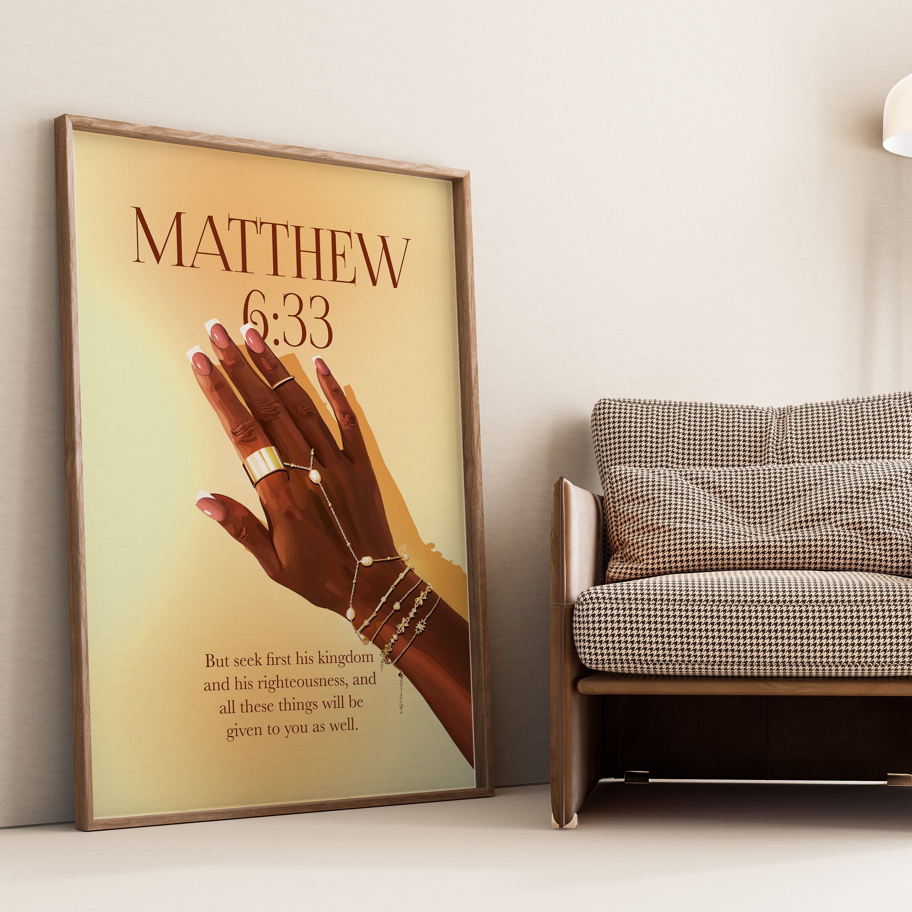 Matthew 6:33 Gold- Bible verse wall art and Christian wall art by Faith Girlie featuring faith-inspired designs, uplifting Scripture, and modern Christian home decor. Perfect for Christian living room decor, bedroom decor, office decor, prayer room decor, and meaningful Christian gifts for women and families.-Faith Girlie