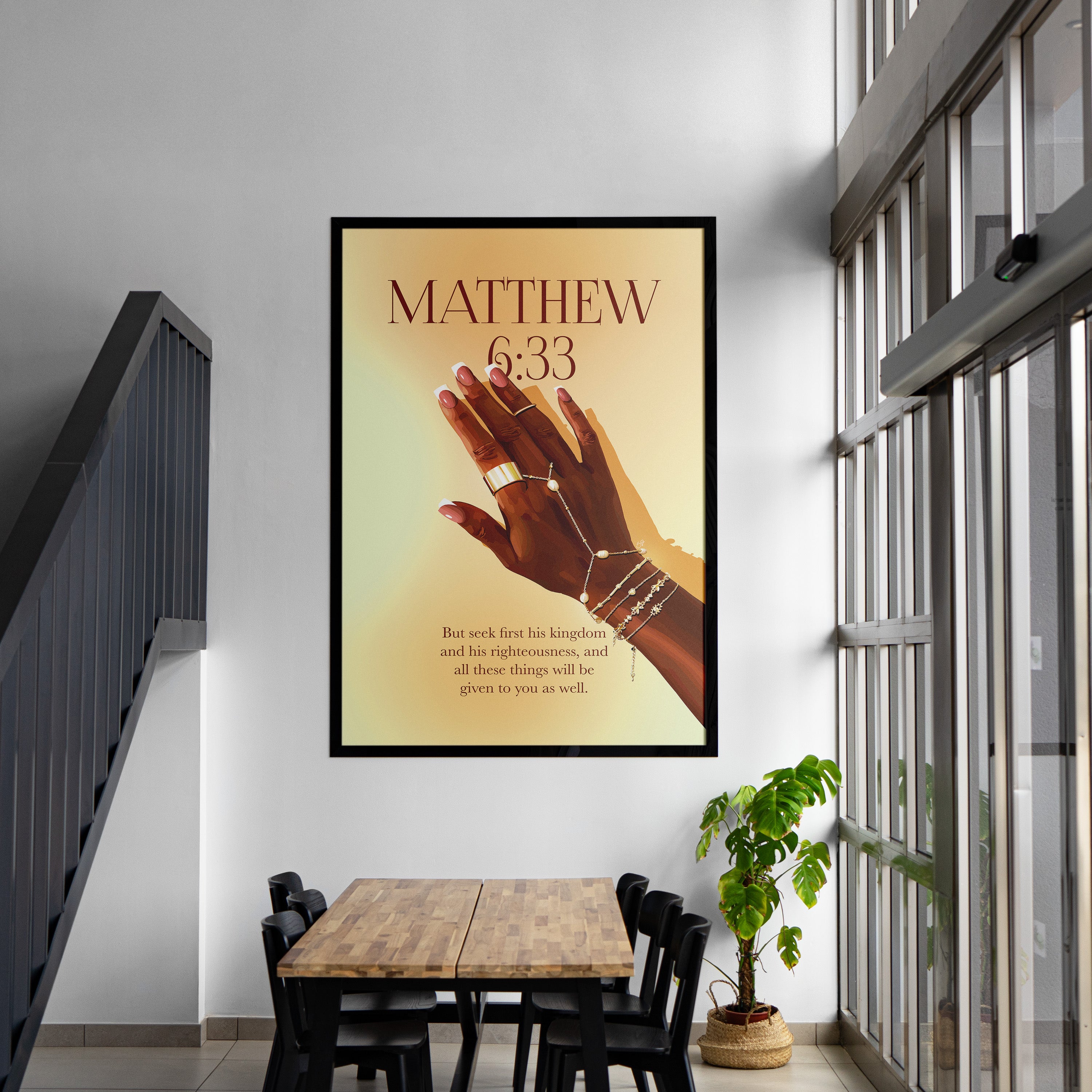 Matthew 6:33 Gold- Bible verse wall art and Christian wall art by Faith Girlie featuring faith-inspired designs, uplifting Scripture, and modern Christian home decor. Perfect for Christian living room decor, bedroom decor, office decor, prayer room decor, and meaningful Christian gifts for women and families.-Faith Girlie