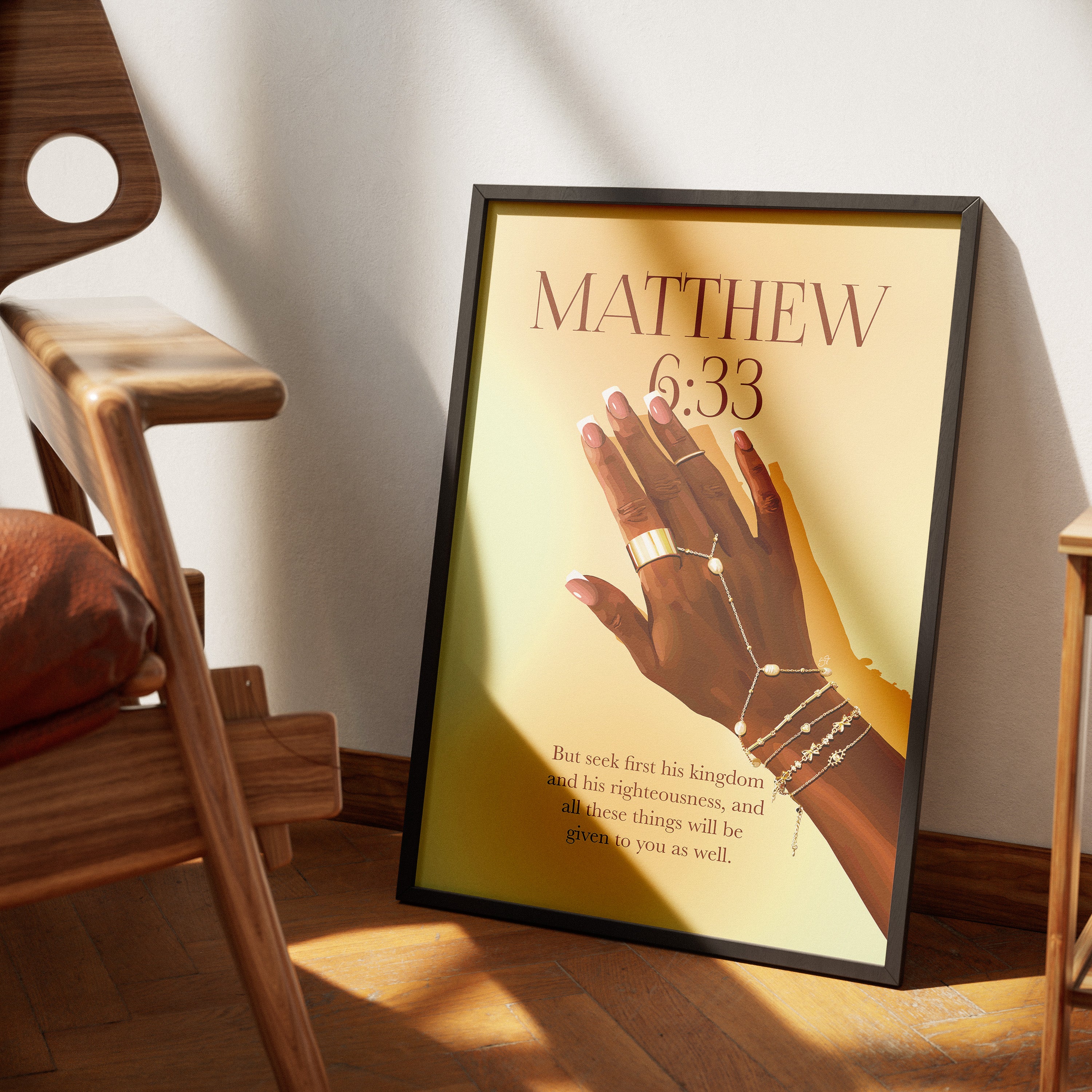 Matthew 6:33 Gold- Bible verse wall art and Christian wall art by Faith Girlie featuring faith-inspired designs, uplifting Scripture, and modern Christian home decor. Perfect for Christian living room decor, bedroom decor, office decor, prayer room decor, and meaningful Christian gifts for women and families.-Faith Girlie