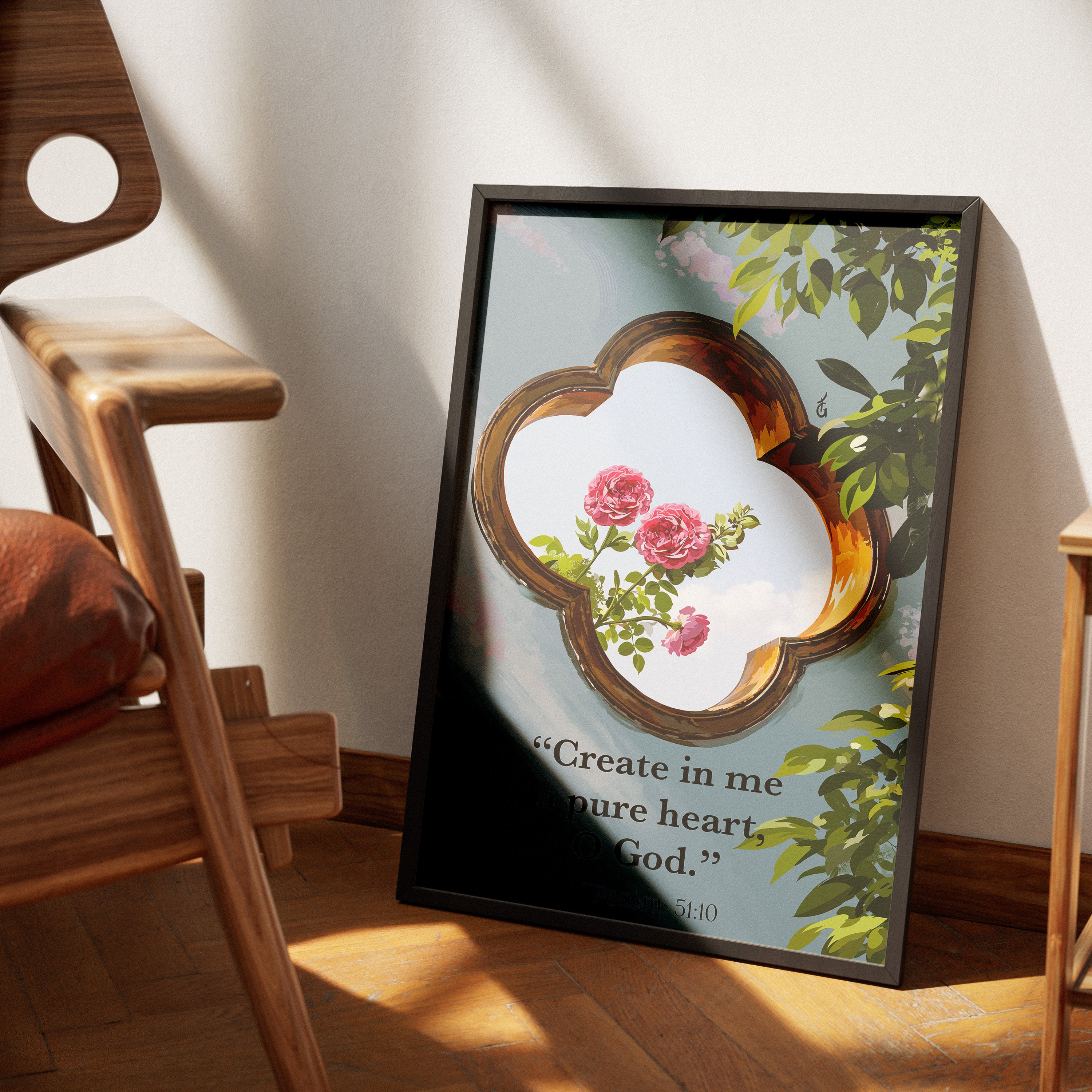 Psalm 51:10-wall art print featuring decorative artistic design suitable for living rooms, offices, and schools by Faith Girlie. Elevate your space with faith-inspired wall art designed to bring peace, purpose, and beauty into your home. At Faith Girlie, each piece is thoughtfully created to inspire reflection, strengthen faith, and celebrate a life grounded in God’s word.