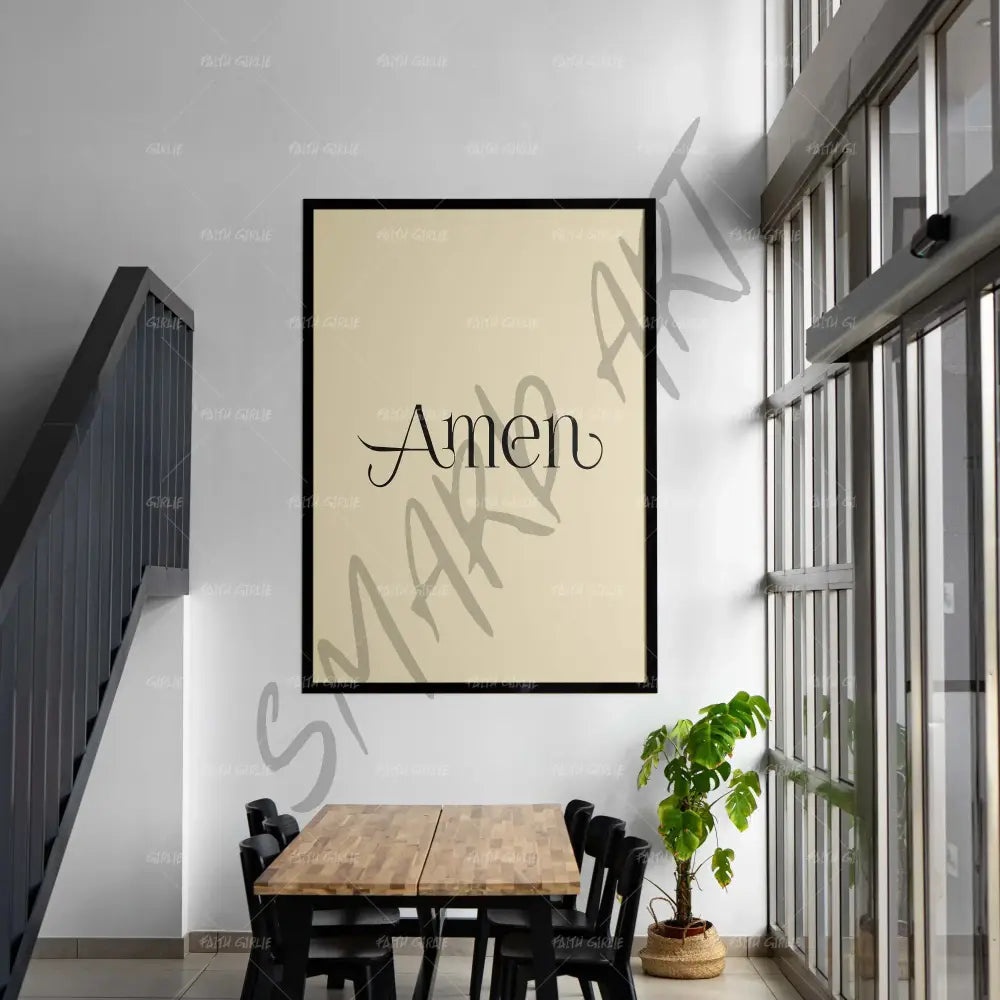 Amen Cream- Bible verse wall art and Christian wall art by Faith Girlie featuring faith-inspired designs, uplifting Scripture, and modern Christian home decor. Perfect for Christian living room decor, bedroom decor, office decor, prayer room decor, and meaningful Christian gifts for women and families.-Faith Girlie