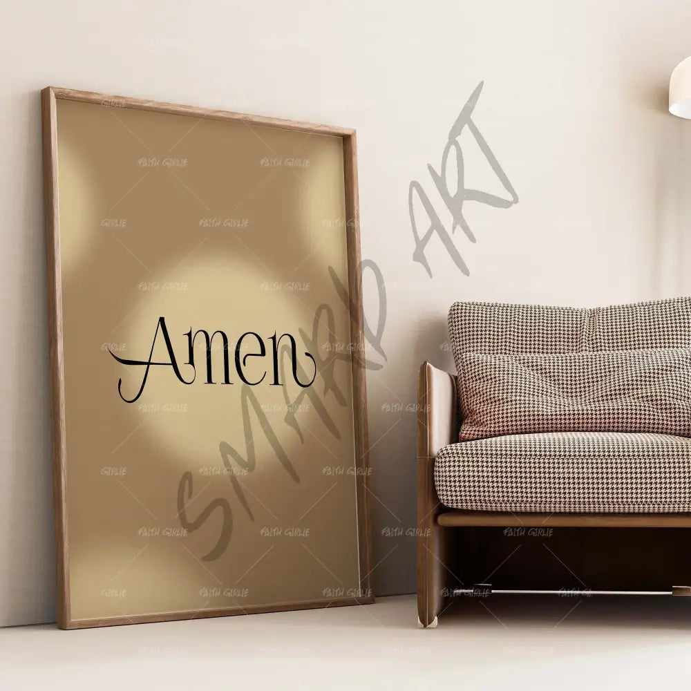 Amen Gold- Bible verse wall art and Christian wall art by Faith Girlie featuring faith-inspired designs, uplifting Scripture, and modern Christian home decor. Perfect for Christian living room decor, bedroom decor, office decor, prayer room decor, and meaningful Christian gifts for women and families.-Faith Girlie