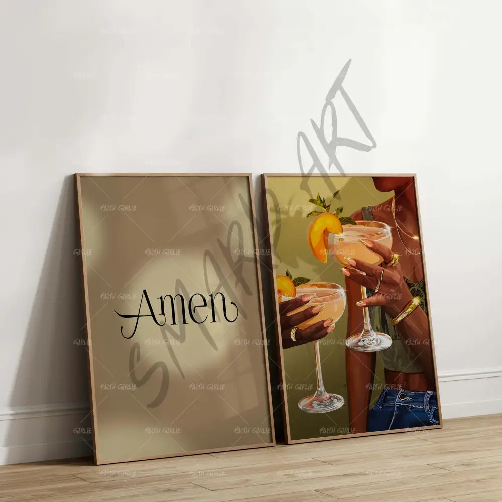 Amen Gold- Bible verse wall art and Christian wall art by Faith Girlie featuring faith-inspired designs, uplifting Scripture, and modern Christian home decor. Perfect for Christian living room decor, bedroom decor, office decor, prayer room decor, and meaningful Christian gifts for women and families.-Faith Girlie