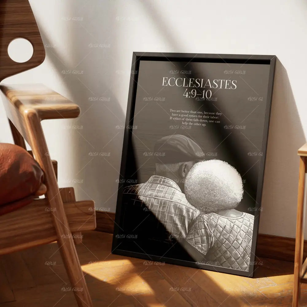 Ecclesiastes 4:9-10-wall art print featuring decorative artistic design suitable for living rooms, offices, and schools by Faith Girlie. Elevate your space with faith-inspired wall art designed to bring peace, purpose, and beauty into your home. At Faith Girlie, each piece is thoughtfully created to inspire reflection, strengthen faith, and celebrate a life grounded in God’s word.