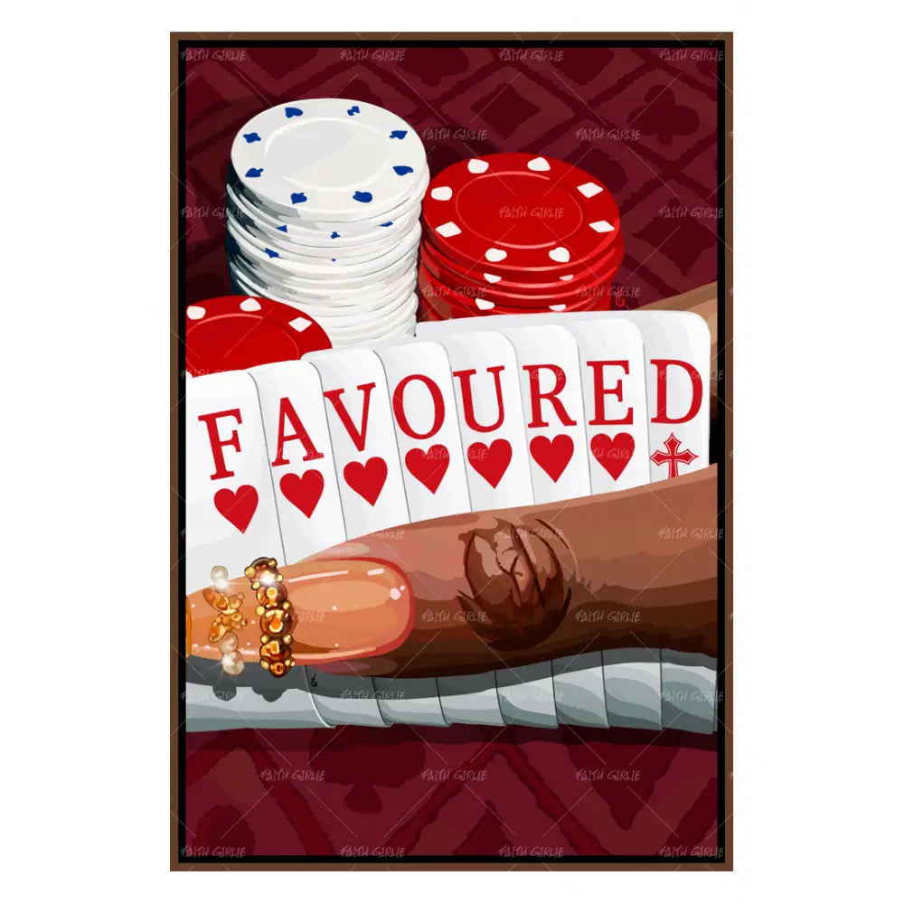 Favoured-wall art print featuring decorative artistic design suitable for living rooms, offices, and schools by Faith Girlie. Elevate your space with faith-inspired wall art designed to bring peace, purpose, and beauty into your home. At Faith Girlie, each piece is thoughtfully created to inspire reflection, strengthen faith, and celebrate a life grounded in God’s word.