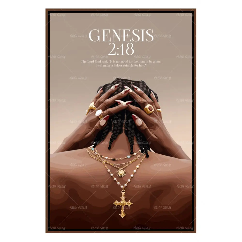 Genesis 2:18-wall art print featuring decorative artistic design suitable for living rooms, offices, and schools by Faith Girlie. Elevate your space with faith-inspired wall art designed to bring peace, purpose, and beauty into your home. At Faith Girlie, each piece is thoughtfully created to inspire reflection, strengthen faith, and celebrate a life grounded in Godās word.