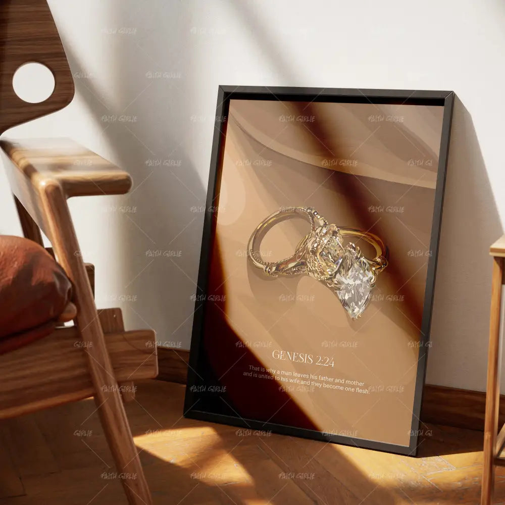 Genesis 2:24-wall art print featuring decorative artistic design suitable for living rooms, offices, and schools by Faith Girlie. Elevate your space with faith-inspired wall art designed to bring peace, purpose, and beauty into your home. At Faith Girlie, each piece is thoughtfully created to inspire reflection, strengthen faith, and celebrate a life grounded in God’s word.