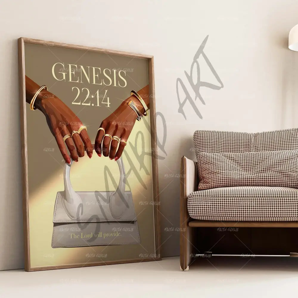 Genesis 22:14- Bible verse wall art and Christian wall art by Faith Girlie featuring faith-inspired designs, uplifting Scripture, and modern Christian home decor. Perfect for Christian living room decor, bedroom decor, office decor, prayer room decor, and meaningful Christian gifts for women and families.-Faith Girlie