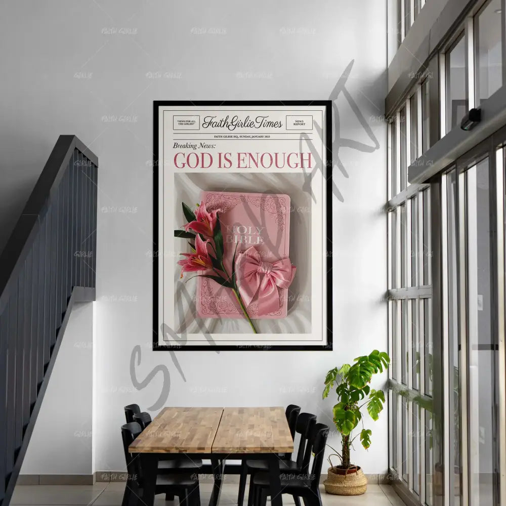 God Is Enough- Bible verse wall art and Christian wall art by Faith Girlie featuring faith-inspired designs, uplifting Scripture, and modern Christian home decor. Perfect for Christian living room decor, bedroom decor, office decor, prayer room decor, and meaningful Christian gifts for women and families.-Faith Girlie
