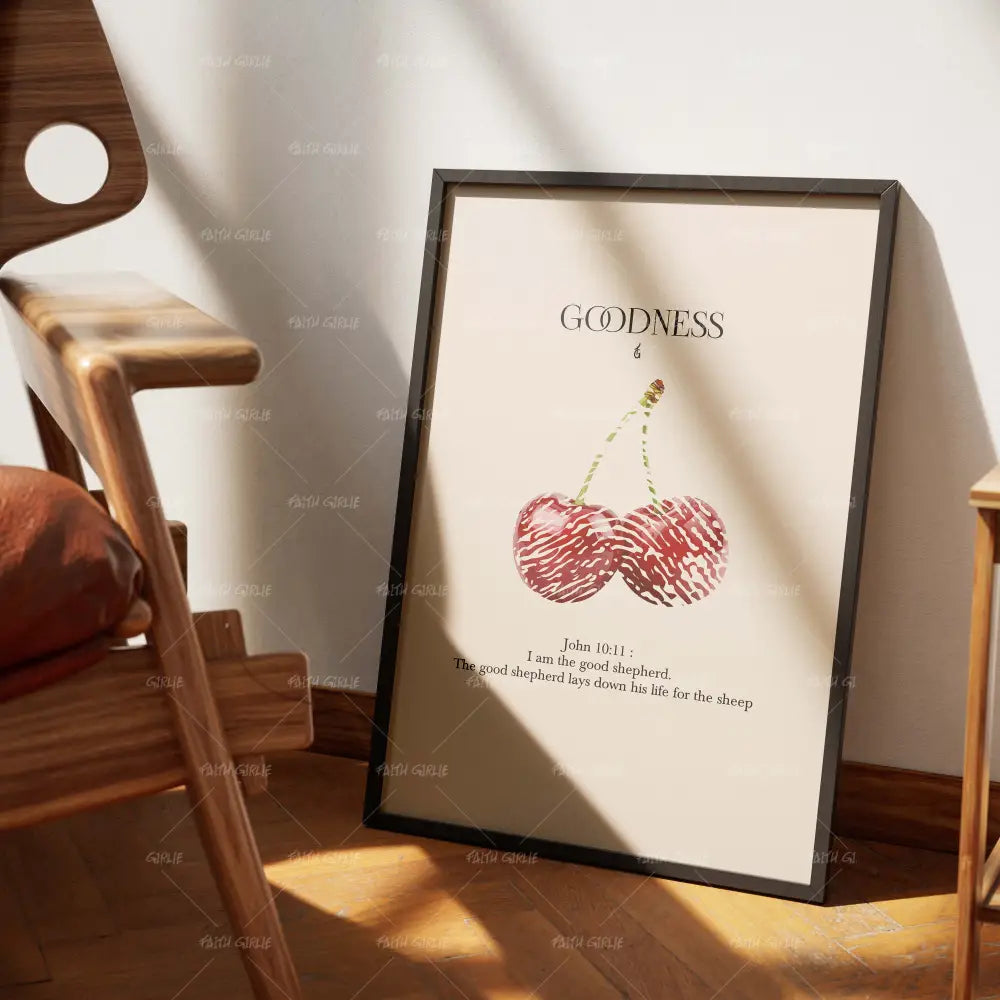 Goodness-wall art print featuring decorative artistic design suitable for living rooms, offices, and schools by Faith Girlie. Elevate your space with faith-inspired wall art designed to bring peace, purpose, and beauty into your home. At Faith Girlie, each piece is thoughtfully created to inspire reflection, strengthen faith, and celebrate a life grounded in God’s word.