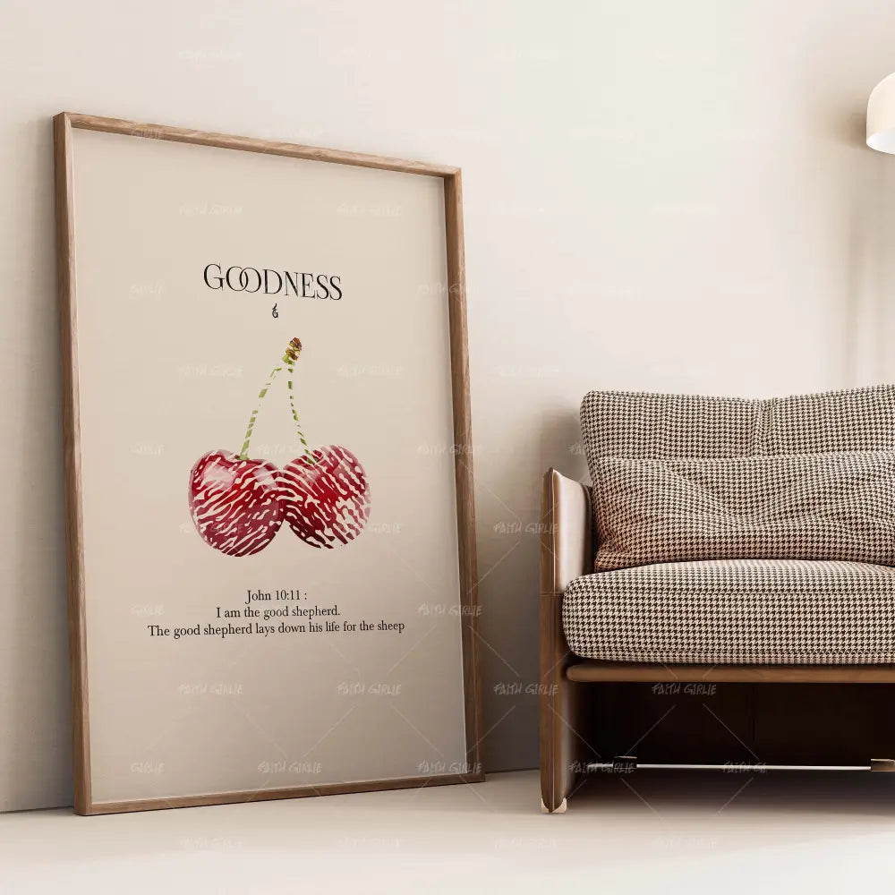 Goodness-wall art print featuring decorative artistic design suitable for living rooms, offices, and schools by Faith Girlie. Elevate your space with faith-inspired wall art designed to bring peace, purpose, and beauty into your home. At Faith Girlie, each piece is thoughtfully created to inspire reflection, strengthen faith, and celebrate a life grounded in God’s word.