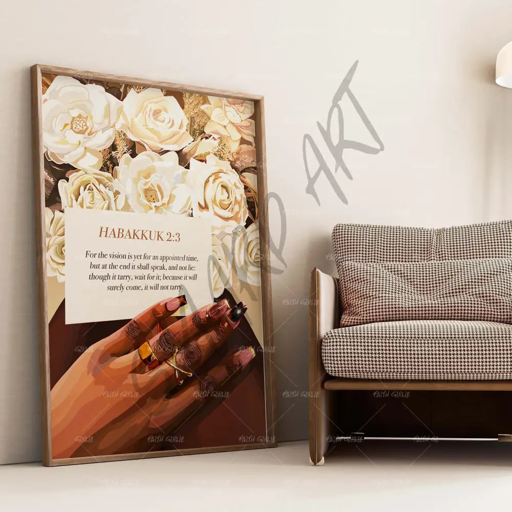 Habakkuk 2:3- Bible verse wall art and Christian wall art by Faith Girlie featuring faith-inspired designs, uplifting Scripture, and modern Christian home decor. Perfect for Christian living room decor, bedroom decor, office decor, prayer room decor, and meaningful Christian gifts for women and families.-Faith Girlie