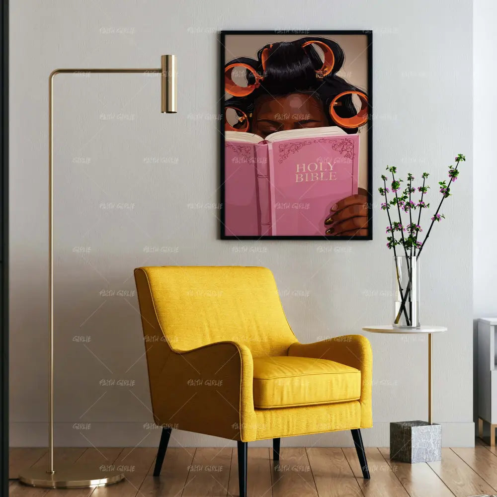 Hair & Bible- Bible verse wall art and Christian wall art by Faith Girlie featuring faith-inspired designs, uplifting Scripture, and modern Christian home decor. Perfect for Christian living room decor, bedroom decor, office decor, prayer room decor, and meaningful Christian gifts for women and families.-Faith Girlie