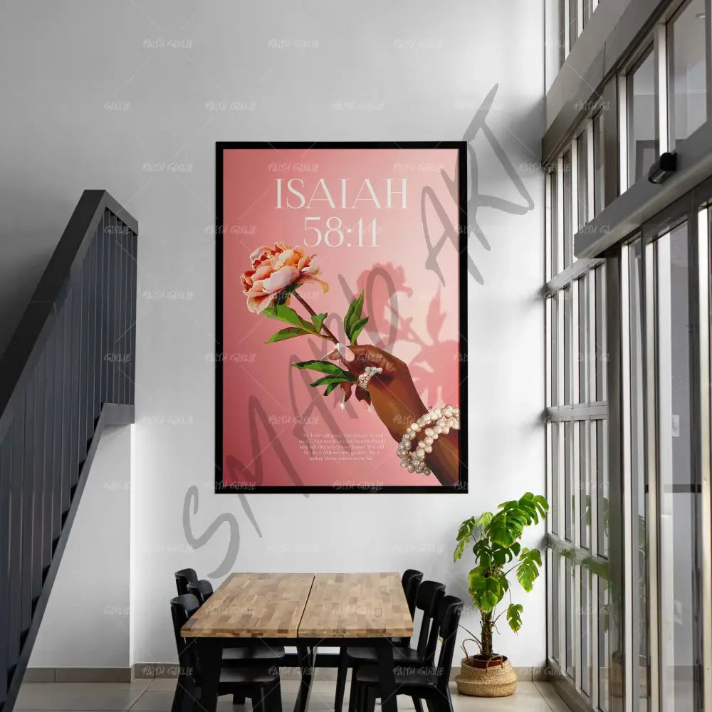 Isaiah 58:11- Bible verse wall art and Christian wall art by Faith Girlie featuring faith-inspired designs, uplifting Scripture, and modern Christian home decor. Perfect for Christian living room decor, bedroom decor, office decor, prayer room decor, and meaningful Christian gifts for women and families.-Faith Girlie