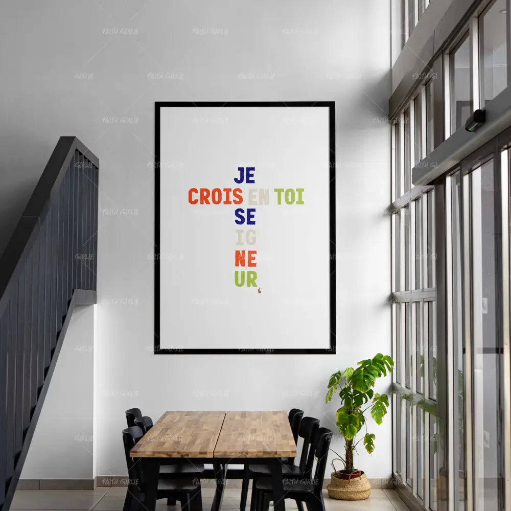 Je Crois En Toi- Bible verse wall art and Christian wall art by Faith Girlie featuring faith-inspired designs, uplifting Scripture, and modern Christian home decor. Perfect for Christian living room decor, bedroom decor, office decor, prayer room decor, and meaningful Christian gifts for women and families.-Faith Girlie