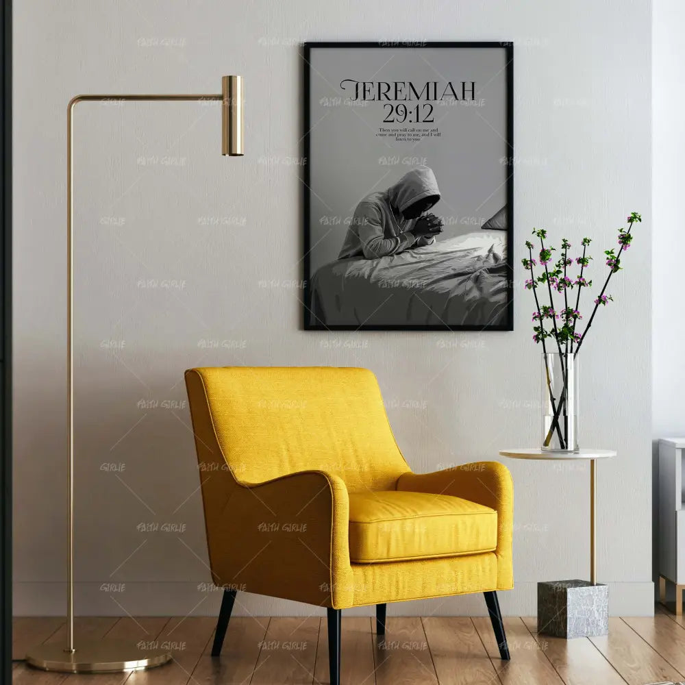 Jeremiah 29:12- Bible verse wall art and Christian wall art by Faith Girlie featuring faith-inspired designs, uplifting Scripture, and modern Christian home decor. Perfect for Christian living room decor, bedroom decor, office decor, prayer room decor, and meaningful Christian gifts for women and families.-Faith Girlie