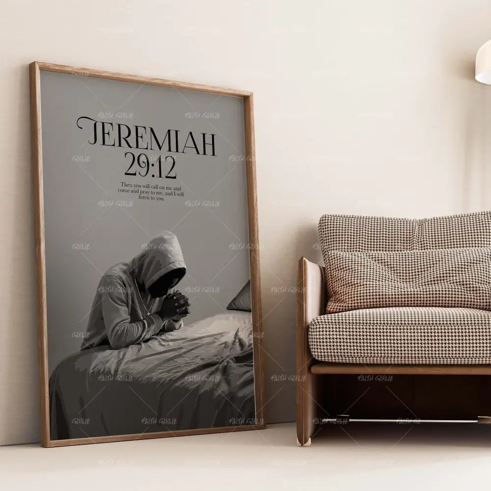 Jeremiah 29:12- Bible verse wall art and Christian wall art by Faith Girlie featuring faith-inspired designs, uplifting Scripture, and modern Christian home decor. Perfect for Christian living room decor, bedroom decor, office decor, prayer room decor, and meaningful Christian gifts for women and families.-Faith Girlie