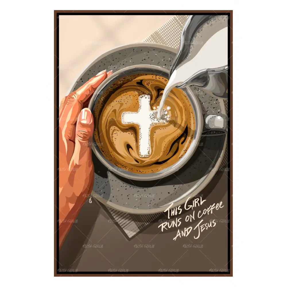 Jesus & Coffee- Bible verse wall art and Christian wall art by Faith Girlie featuring faith-inspired designs, uplifting Scripture, and modern Christian home decor. Perfect for Christian living room decor, bedroom decor, office decor, prayer room decor, and meaningful Christian gifts for women and families.-Faith Girlie
