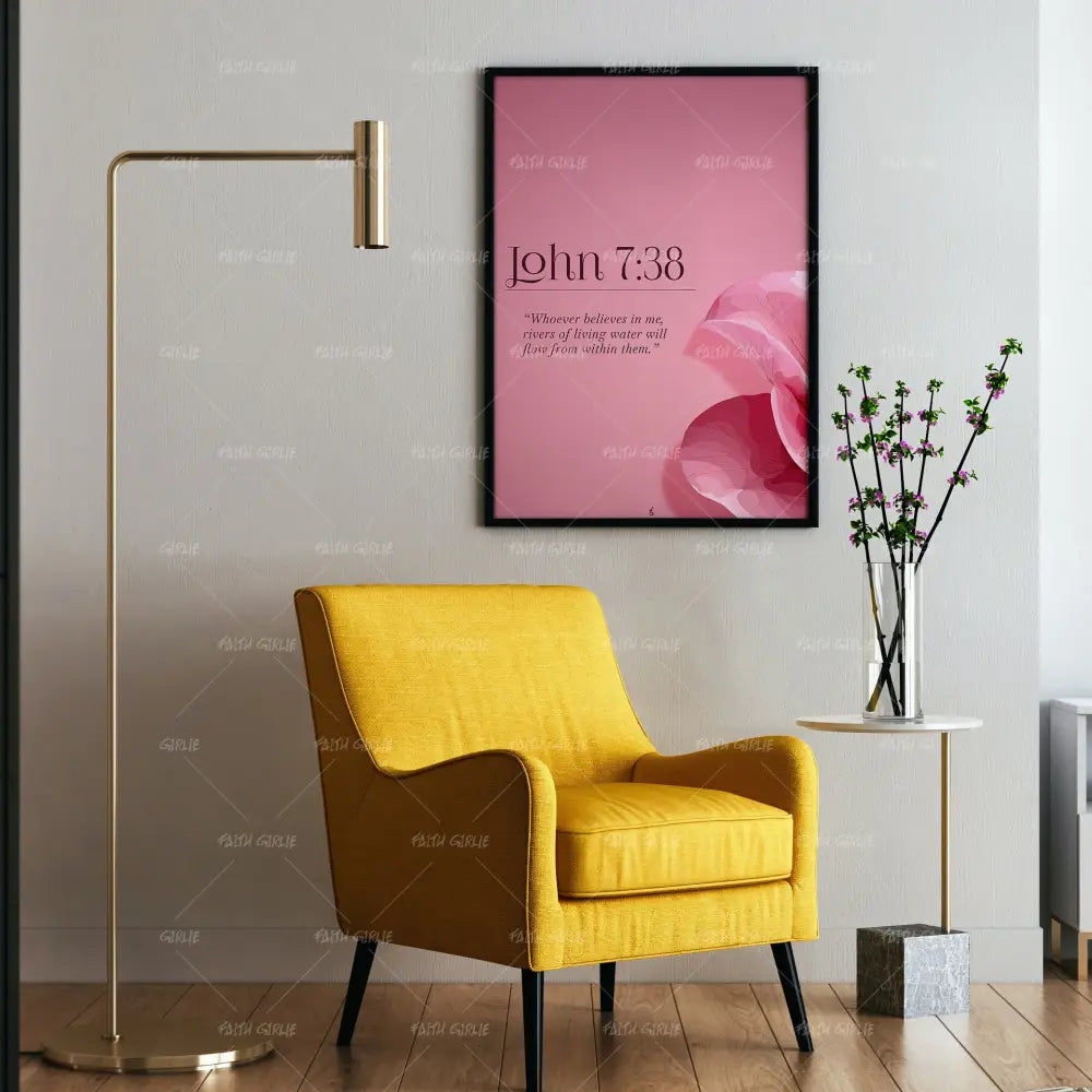 John 7:38- Bible verse wall art and Christian wall art by Faith Girlie featuring faith-inspired designs, uplifting Scripture, and modern Christian home decor. Perfect for Christian living room decor, bedroom decor, office decor, prayer room decor, and meaningful Christian gifts for women and families.-Faith Girlie