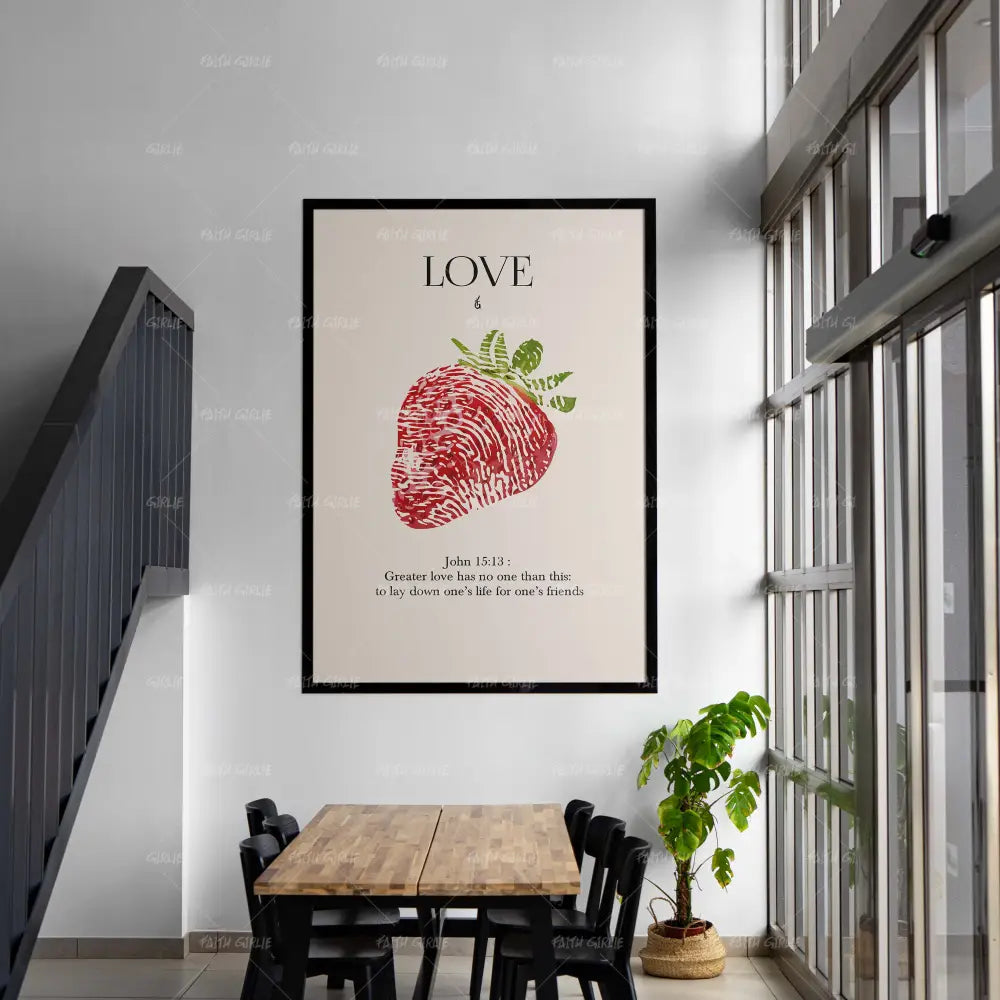 Love-wall art print featuring decorative artistic design suitable for living rooms, offices, and schools by Faith Girlie. Elevate your space with faith-inspired wall art designed to bring peace, purpose, and beauty into your home. At Faith Girlie, each piece is thoughtfully created to inspire reflection, strengthen faith, and celebrate a life grounded in God’s word.