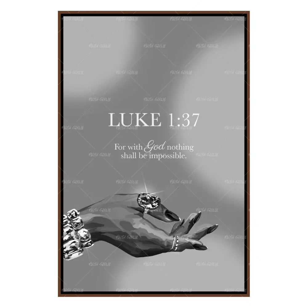 Luke 1:37 B&W- Bible verse wall art and Christian wall art by Faith Girlie featuring faith-inspired designs, uplifting Scripture, and modern Christian home decor. Perfect for Christian living room decor, bedroom decor, office decor, prayer room decor, and meaningful Christian gifts for women and families.-Faith Girlie