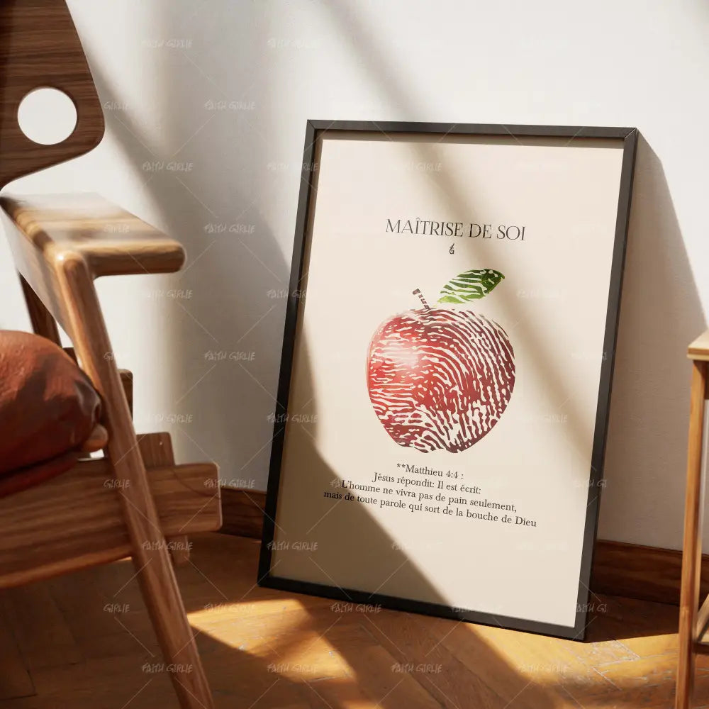 Maitrise De Soi-wall art print featuring decorative artistic design suitable for living rooms, offices, and schools by Faith Girlie. Elevate your space with faith-inspired wall art designed to bring peace, purpose, and beauty into your home. At Faith Girlie, each piece is thoughtfully created to inspire reflection, strengthen faith, and celebrate a life grounded in God’s word.