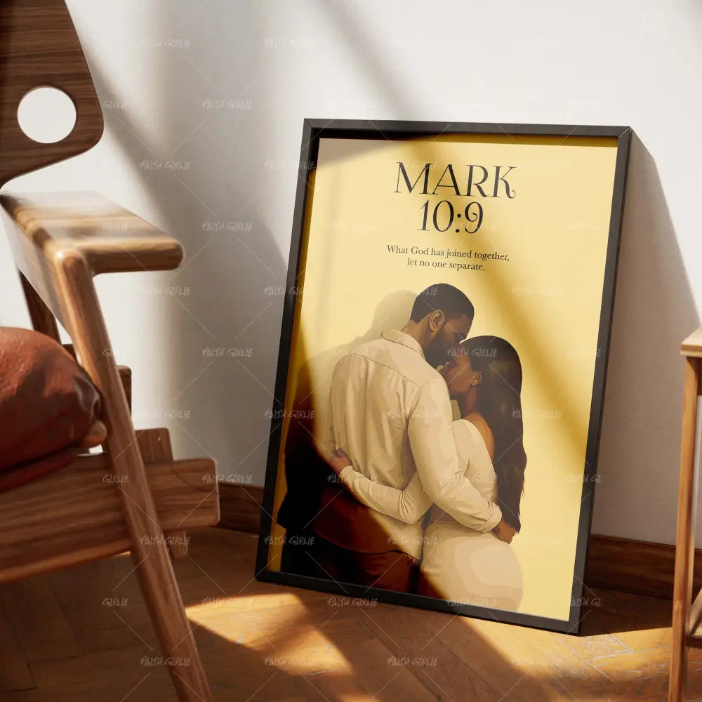 Mark 10:9- Bible verse wall art and Christian wall art by Faith Girlie featuring faith-inspired designs, uplifting Scripture, and modern Christian home decor. Perfect for Christian living room decor, bedroom decor, office decor, prayer room decor, and meaningful Christian gifts for women and families.-Faith Girlie