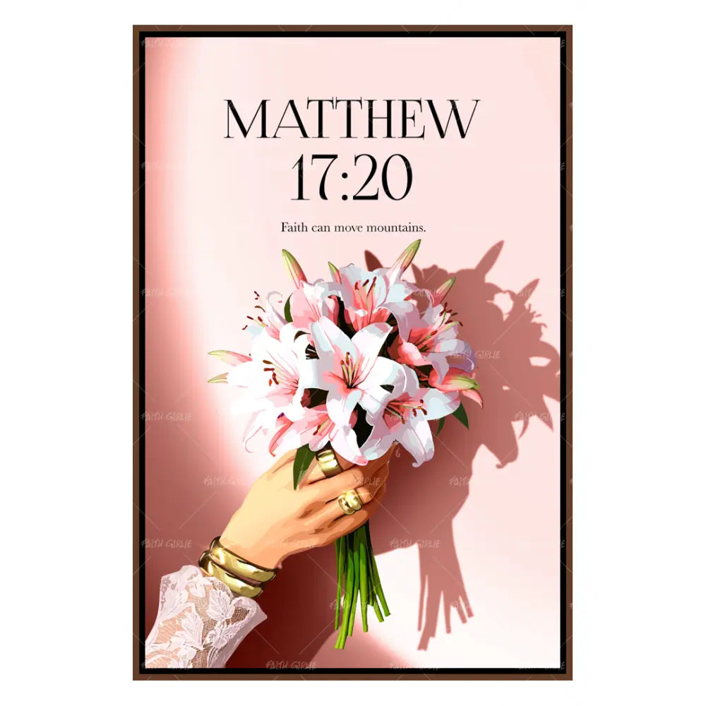 Matthew 17:20- Bible verse wall art and Christian wall art by Faith Girlie featuring faith-inspired designs, uplifting Scripture, and modern Christian home decor. Perfect for Christian living room decor, bedroom decor, office decor, prayer room decor, and meaningful Christian gifts for women and families.-Faith Girlie