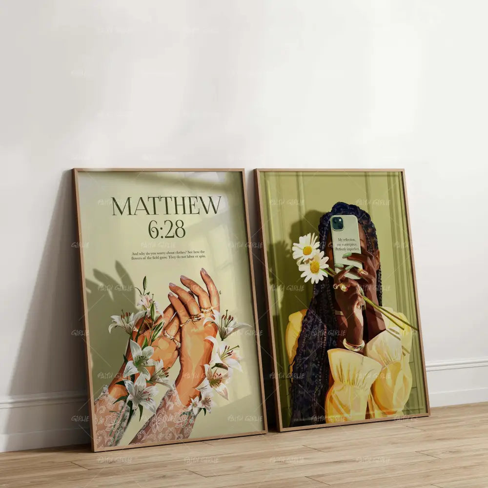 Matthew 6:28- Bible verse wall art and Christian wall art by Faith Girlie featuring faith-inspired designs, uplifting Scripture, and modern Christian home decor. Perfect for Christian living room decor, bedroom decor, office decor, prayer room decor, and meaningful Christian gifts for women and families.-Faith Girlie