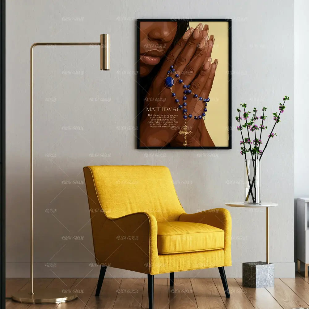 Matthew 6:6- Bible verse wall art and Christian wall art by Faith Girlie featuring faith-inspired designs, uplifting Scripture, and modern Christian home decor. Perfect for Christian living room decor, bedroom decor, office decor, prayer room decor, and meaningful Christian gifts for women and families.-Faith Girlie