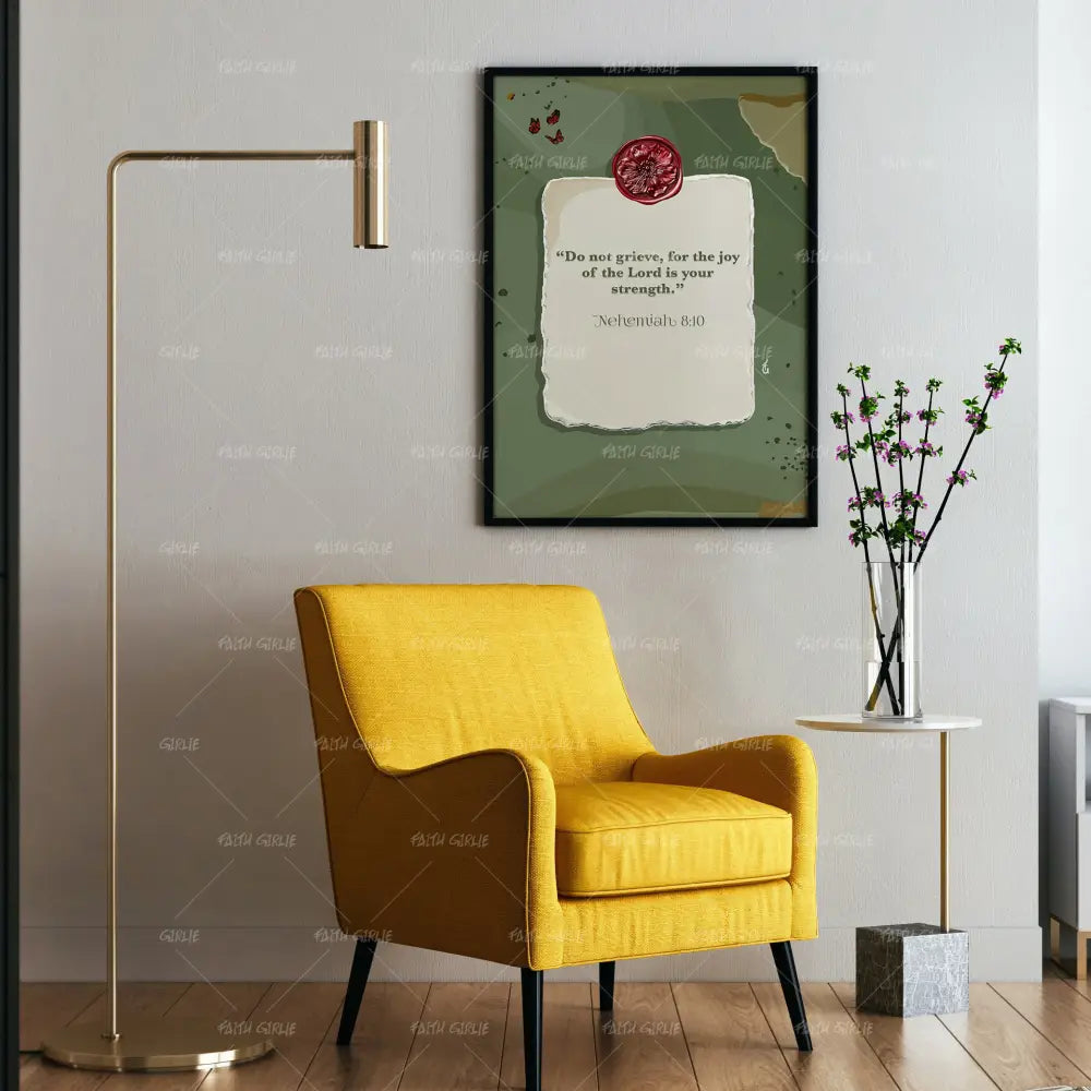 Nehemiah 8:10- Bible verse wall art and Christian wall art by Faith Girlie featuring faith-inspired designs, uplifting Scripture, and modern Christian home decor. Perfect for Christian living room decor, bedroom decor, office decor, prayer room decor, and meaningful Christian gifts for women and families.-Faith Girlie