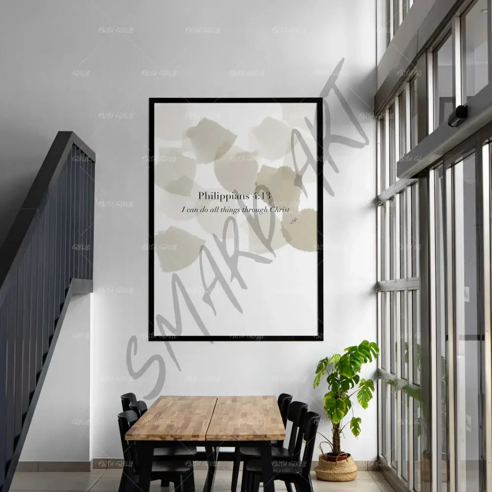 Philipians 4:13- Bible verse wall art and Christian wall art by Faith Girlie featuring faith-inspired designs, uplifting Scripture, and modern Christian home decor. Perfect for Christian living room decor, bedroom decor, office decor, prayer room decor, and meaningful Christian gifts for women and families.-Faith Girlie