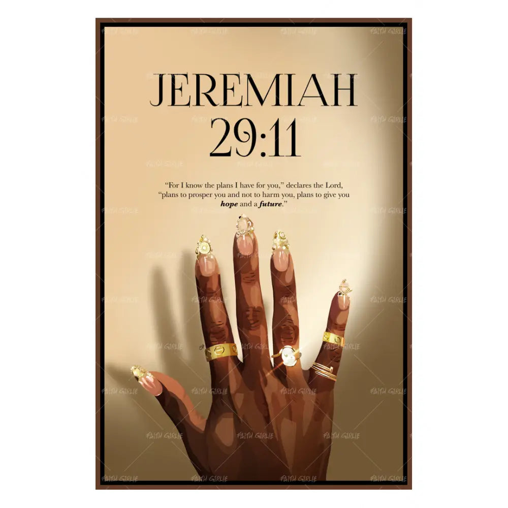 Plans To Prosper - Jeremiah 29:11-wall art print featuring decorative artistic design suitable for living rooms, offices, and schools by Faith Girlie. Elevate your space with faith-inspired wall art designed to bring peace, purpose, and beauty into your home. At Faith Girlie, each piece is thoughtfully created to inspire reflection, strengthen faith, and celebrate a life grounded in God’s word.