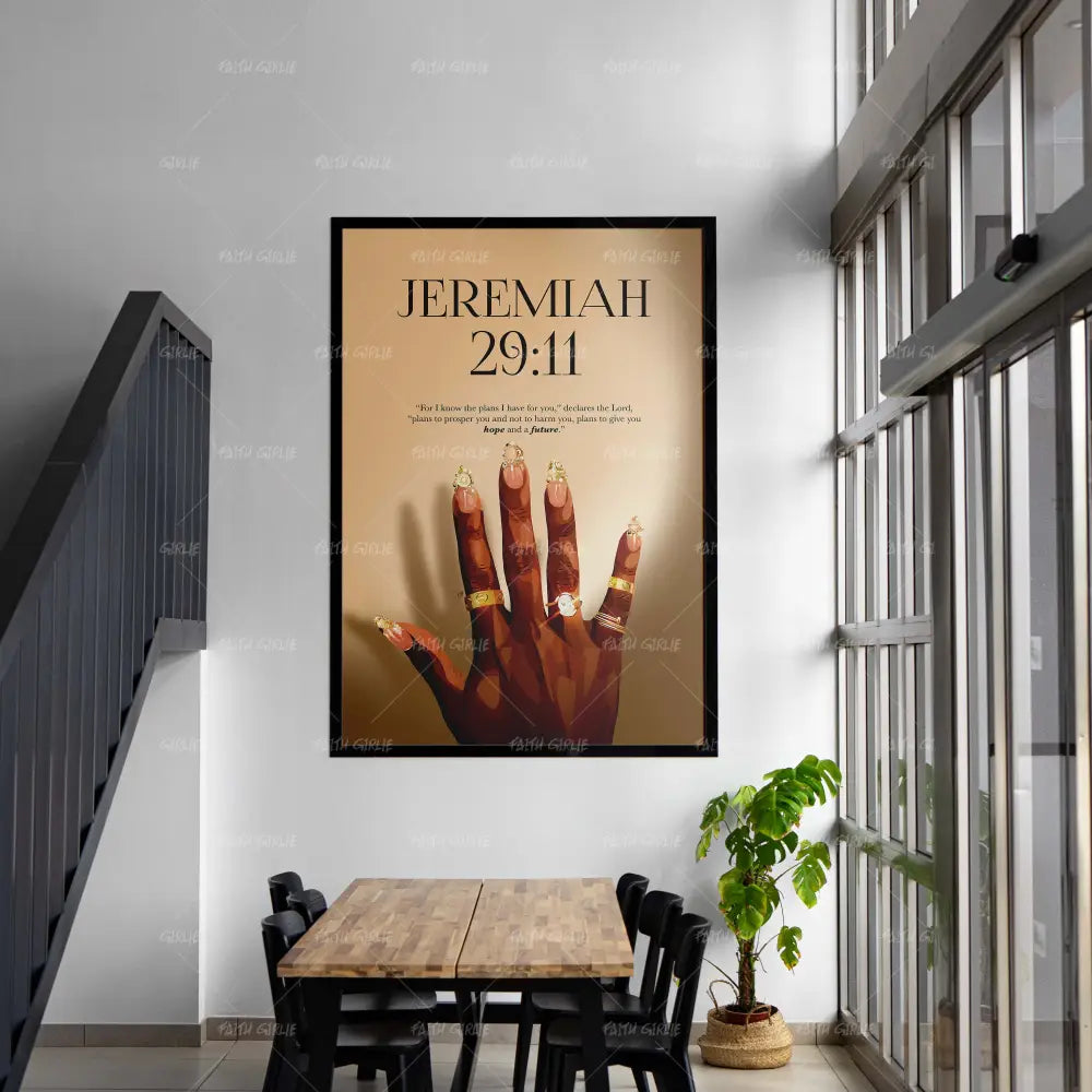 Plans To Prosper - Jeremiah 29:11- Bible verse wall art and Christian wall art by Faith Girlie featuring faith-inspired designs, uplifting Scripture, and modern Christian home decor. Perfect for Christian living room decor, bedroom decor, office decor, prayer room decor, and meaningful Christian gifts for women and families.-Faith Girlie