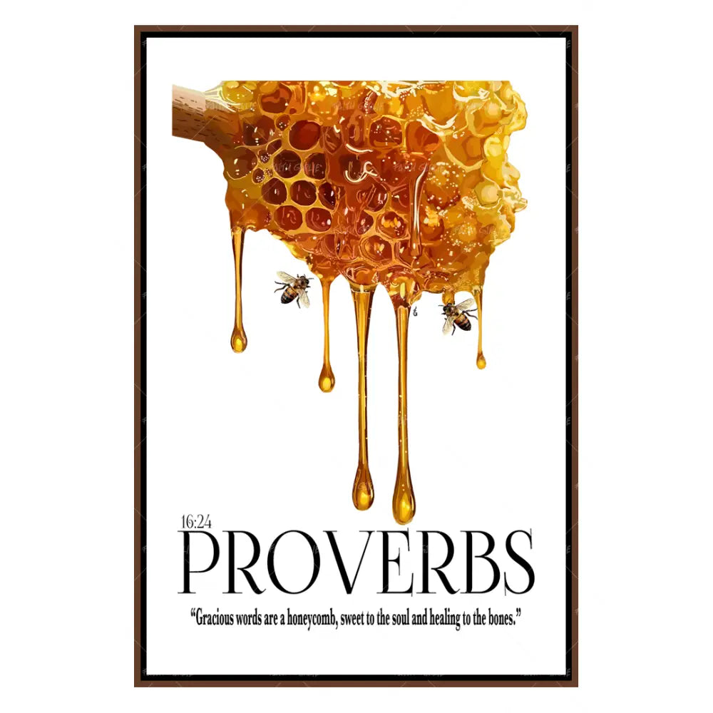 Proverb 16:24-wall art print featuring decorative artistic design suitable for living rooms, offices, and schools by Faith Girlie. Elevate your space with faith-inspired wall art designed to bring peace, purpose, and beauty into your home. At Faith Girlie, each piece is thoughtfully created to inspire reflection, strengthen faith, and celebrate a life grounded in Godās word.