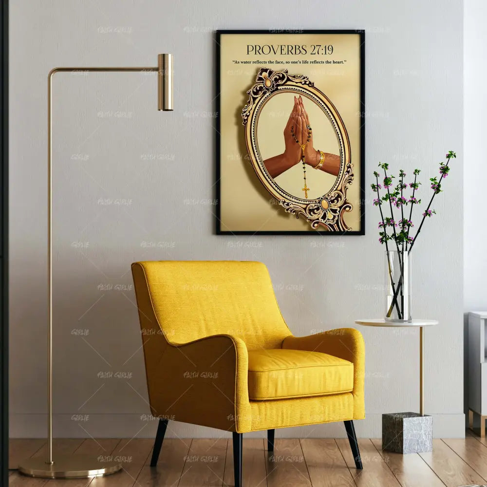 Proverbs 27:19-wall art print featuring decorative artistic design suitable for living rooms, offices, and schools by Faith Girlie. Elevate your space with faith-inspired wall art designed to bring peace, purpose, and beauty into your home. At Faith Girlie, each piece is thoughtfully created to inspire reflection, strengthen faith, and celebrate a life grounded in God’s word.