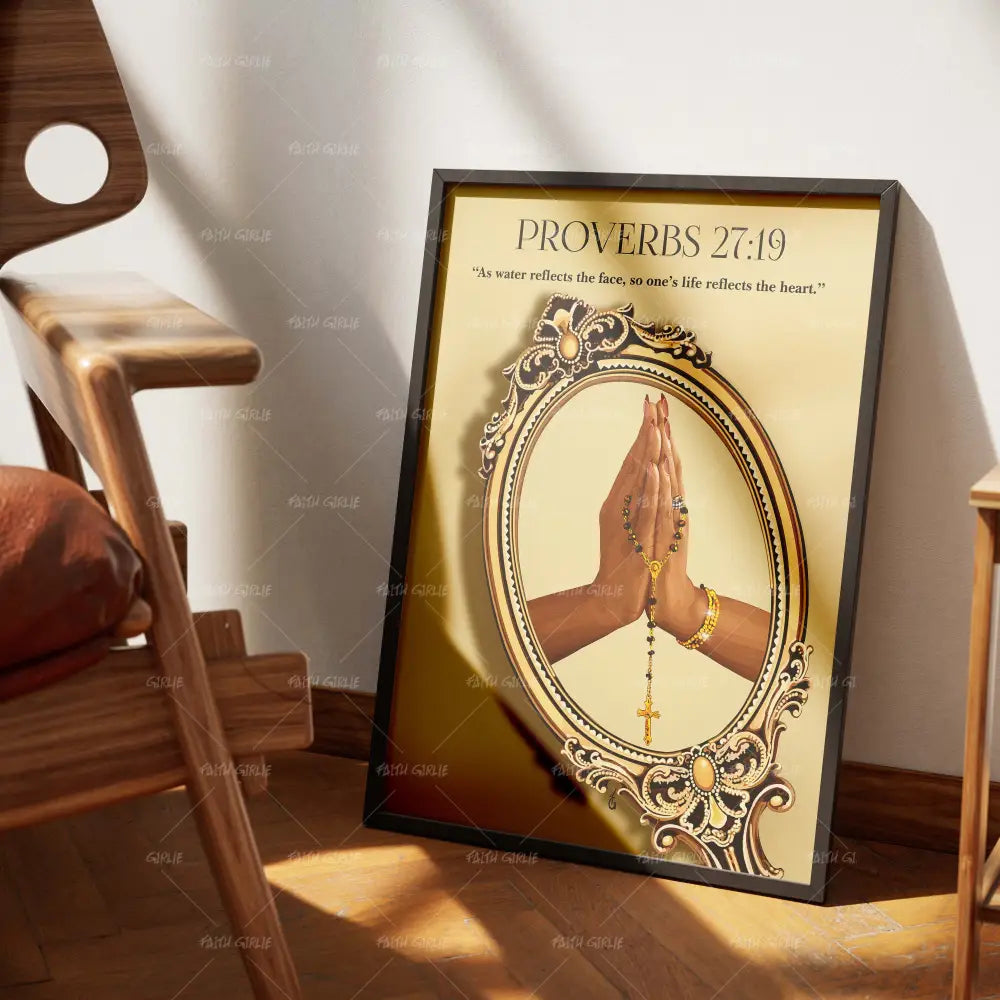 Proverbs 27:19-wall art print featuring decorative artistic design suitable for living rooms, offices, and schools by Faith Girlie. Elevate your space with faith-inspired wall art designed to bring peace, purpose, and beauty into your home. At Faith Girlie, each piece is thoughtfully created to inspire reflection, strengthen faith, and celebrate a life grounded in Godās word.