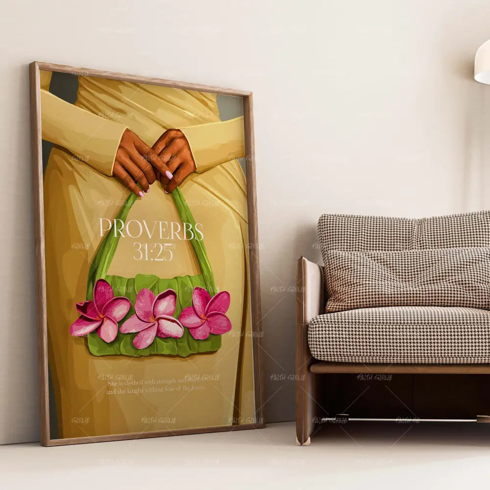 Proverbs 31:25- Bible verse wall art and Christian wall art by Faith Girlie featuring faith-inspired designs, uplifting Scripture, and modern Christian home decor. Perfect for Christian living room decor, bedroom decor, office decor, prayer room decor, and meaningful Christian gifts for women and families.-Faith Girlie