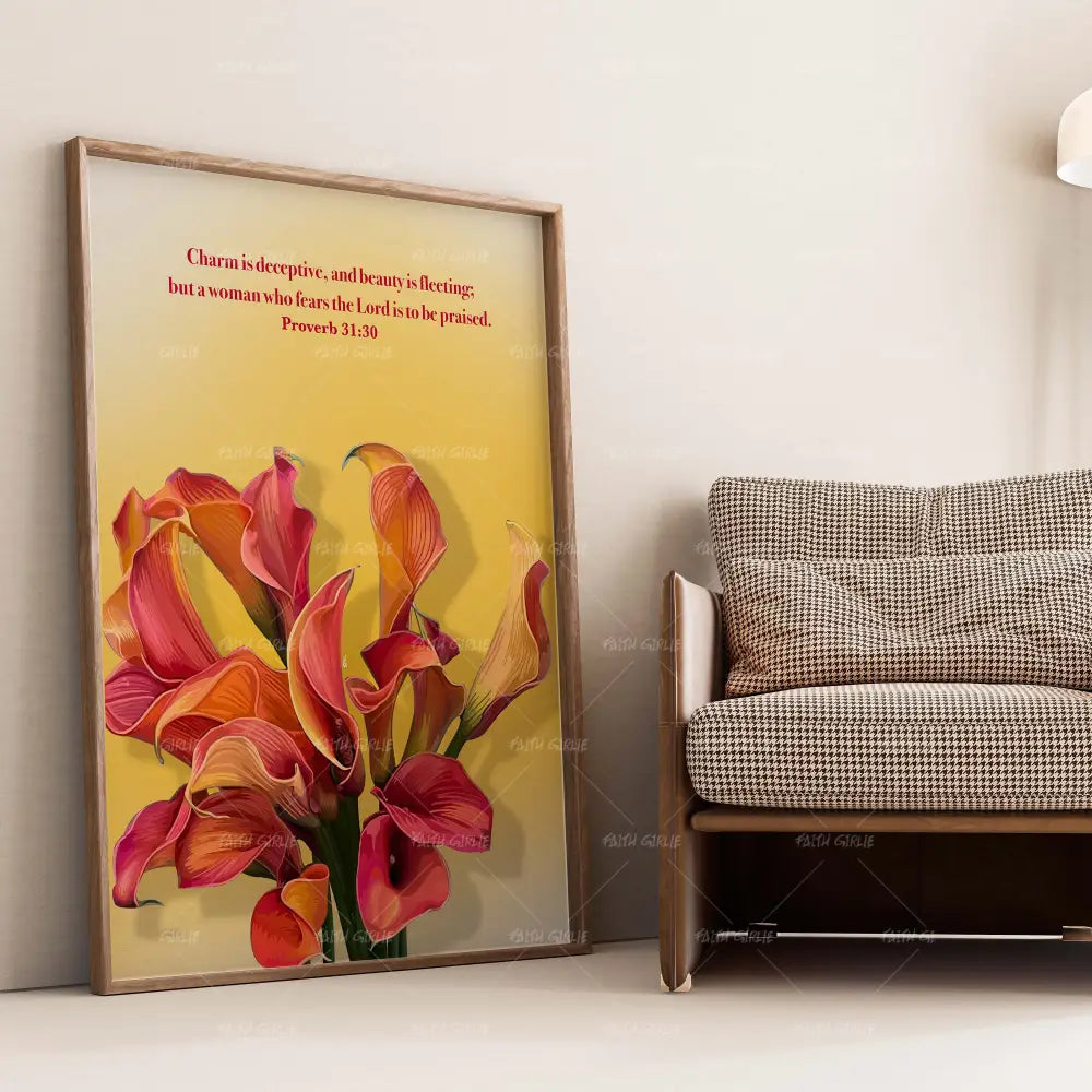 Proverbs 31:30- Bible verse wall art and Christian wall art by Faith Girlie featuring faith-inspired designs, uplifting Scripture, and modern Christian home decor. Perfect for Christian living room decor, bedroom decor, office decor, prayer room decor, and meaningful Christian gifts for women and families.-Faith Girlie