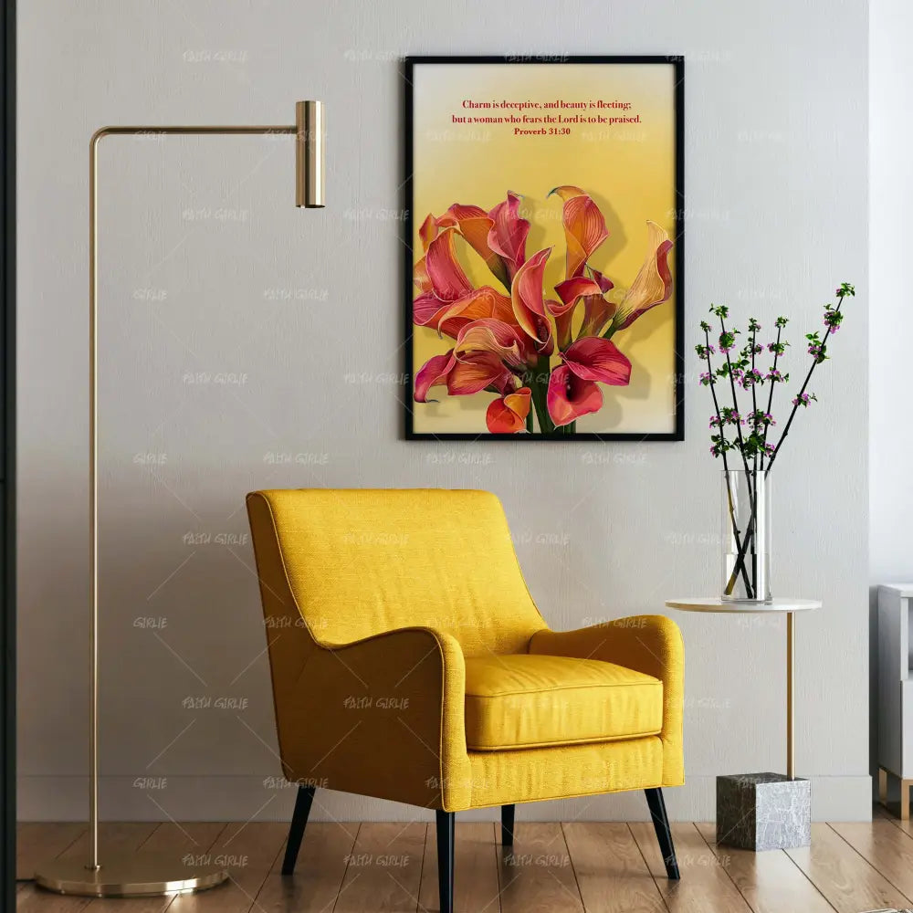 Proverbs 31:30- Bible verse wall art and Christian wall art by Faith Girlie featuring faith-inspired designs, uplifting Scripture, and modern Christian home decor. Perfect for Christian living room decor, bedroom decor, office decor, prayer room decor, and meaningful Christian gifts for women and families.-Faith Girlie