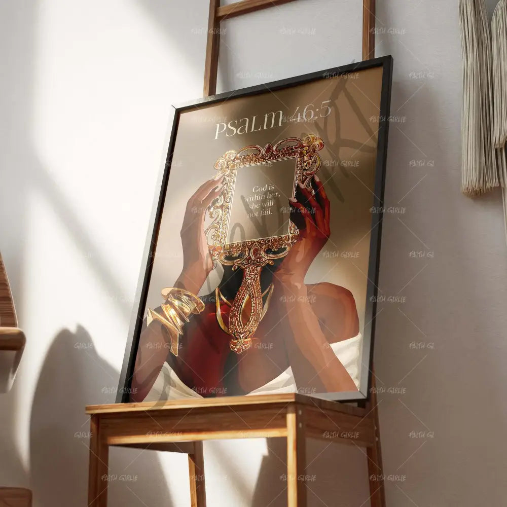 Psalm 46:5-wall art print featuring decorative artistic design suitable for living rooms, offices, and schools by Faith Girlie. Elevate your space with faith-inspired wall art designed to bring peace, purpose, and beauty into your home. At Faith Girlie, each piece is thoughtfully created to inspire reflection, strengthen faith, and celebrate a life grounded in God’s word.