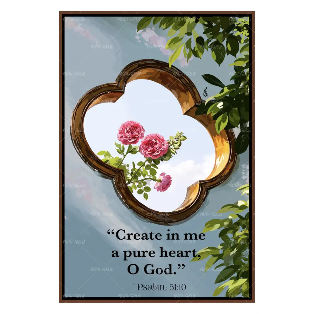 Psalm 51:10- Bible verse wall art and Christian wall art by Faith Girlie featuring faith-inspired designs, uplifting Scripture, and modern Christian home decor. Perfect for Christian living room decor, bedroom decor, office decor, prayer room decor, and meaningful Christian gifts for women and families.-Faith Girlie