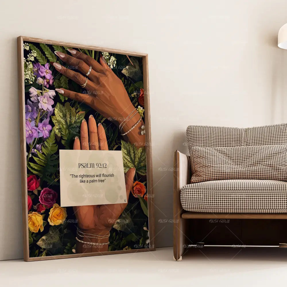 Psalm 92:12- Bible verse wall art and Christian wall art by Faith Girlie featuring faith-inspired designs, uplifting Scripture, and modern Christian home decor. Perfect for Christian living room decor, bedroom decor, office decor, prayer room decor, and meaningful Christian gifts for women and families.-Faith Girlie